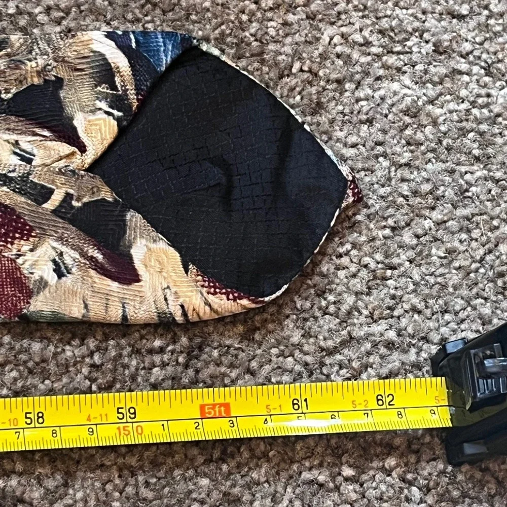 MBP Mens Silk Necktie Abstract Floral Earth Tone Burgundy Tan Made in USA 61x4